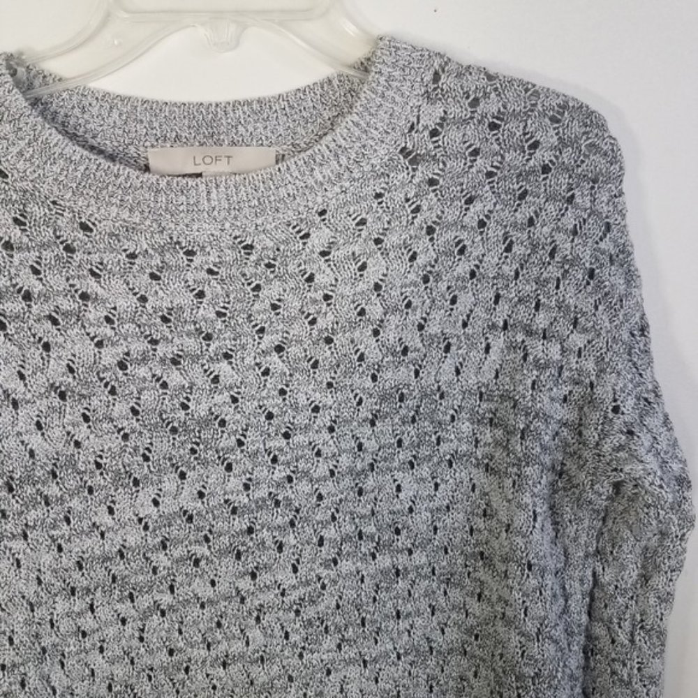 Loft Gray EUC Pointelle Sweater Size S